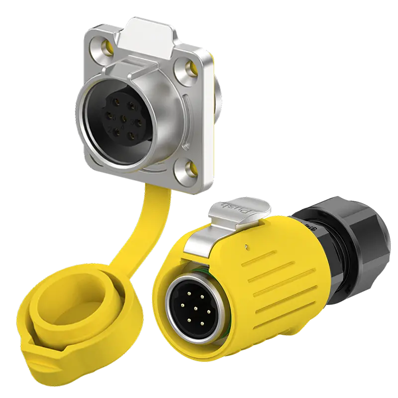 LP16 5A Yellow Waterproof Connector Flange 7 Pin Industrial Waterproof Connector