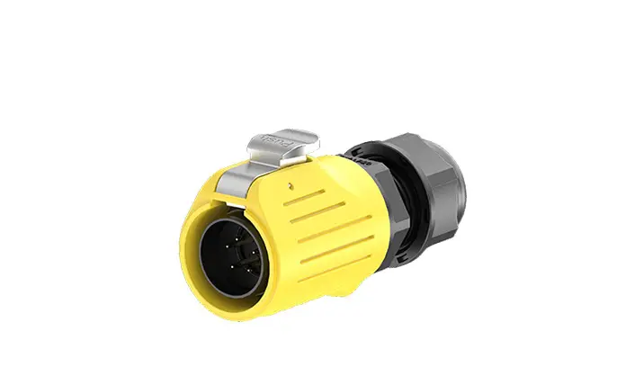 LP20 Yellow Screw Type 5 Pin Panel Waterproof Plug Connectors 10A Power All Plastic