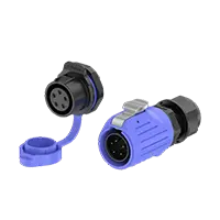 LP20 Blue Screw Type 5 Pin Panel Industrial Waterproof Connector 10A Power All Plastic