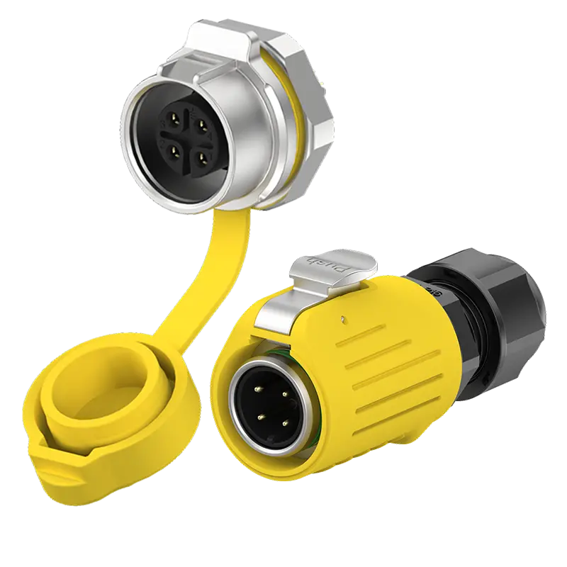 LP16 Yellow Waterproof Panel Mount Connector 4 Pin 10A Waterproof Wire Connectors