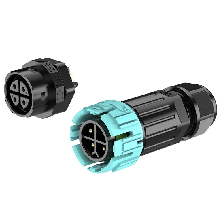 M23MP Waterproof Outdoor Cable Connector 4 Pins Male Female Rear Panel Screwless Connectors
