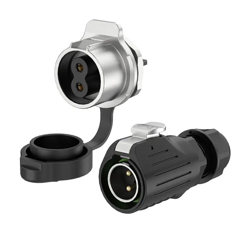 LP20 2Pin Screw Type Waterproof Aviation Connector Cable Plug Panel Metal + Plastic 20A Power