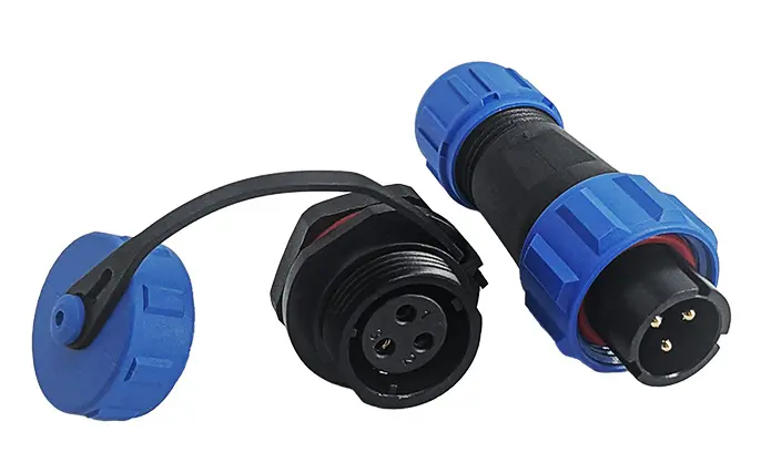 SP13 3 Pin Circular Plug Connector Panel Mount Power Connector IP68 All Plastic