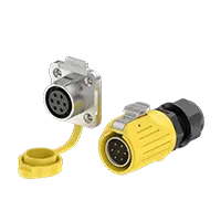 LP20 7 Pin Yellow Outdoor Waterproof Wire Connectors Solder Type 10A Power Panel Metal + Plastic