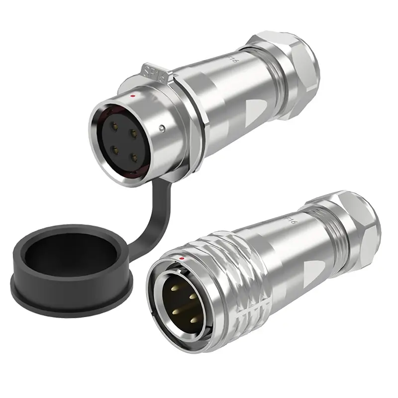 SF16 4 Pin Standard Circular Connector Waterproof Wire Connectors IP67 Push-Pull All Metal