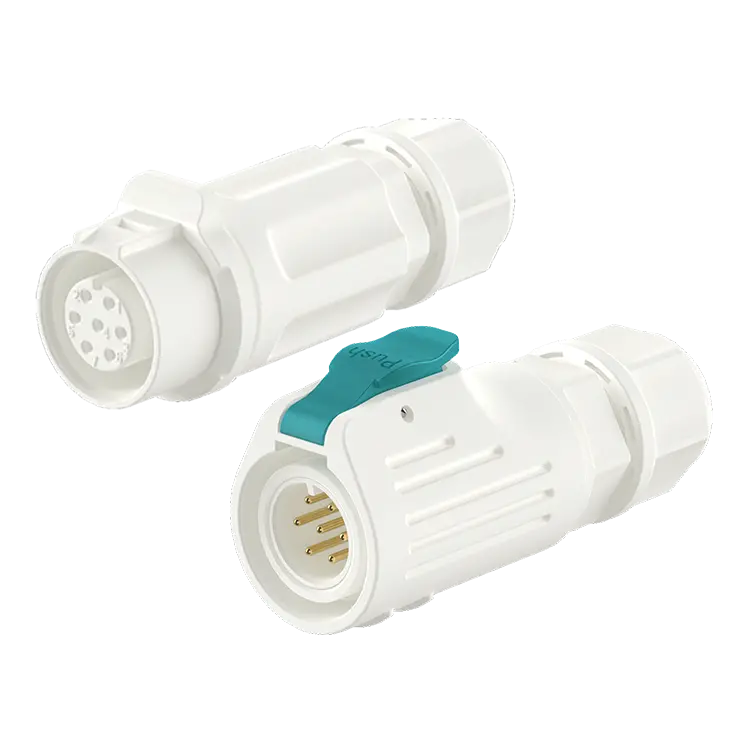 LP12 7Pin White Outdoor Waterproof Electrical Wire Connector Circular Plug Socket