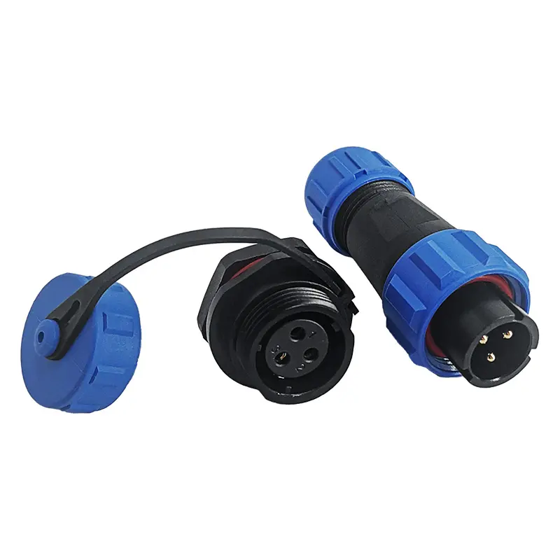 SP13 3 Pin Circular Plug Connector Panel Mount Power Connector IP68 All Plastic