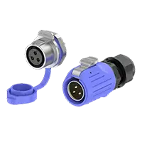 LP20 Blue 3Pin Solder Type Waterproof Aviation Connector Cable Plug Panel Metal + Plastic 20A Power