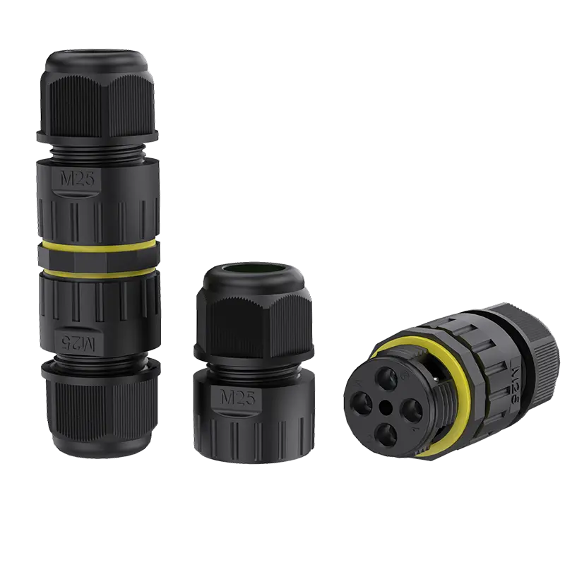M25 Standard Circular Connector Screw Lock Waterproof Wire Connector 4 Pin Through Type 41A Power Waterproof Connector