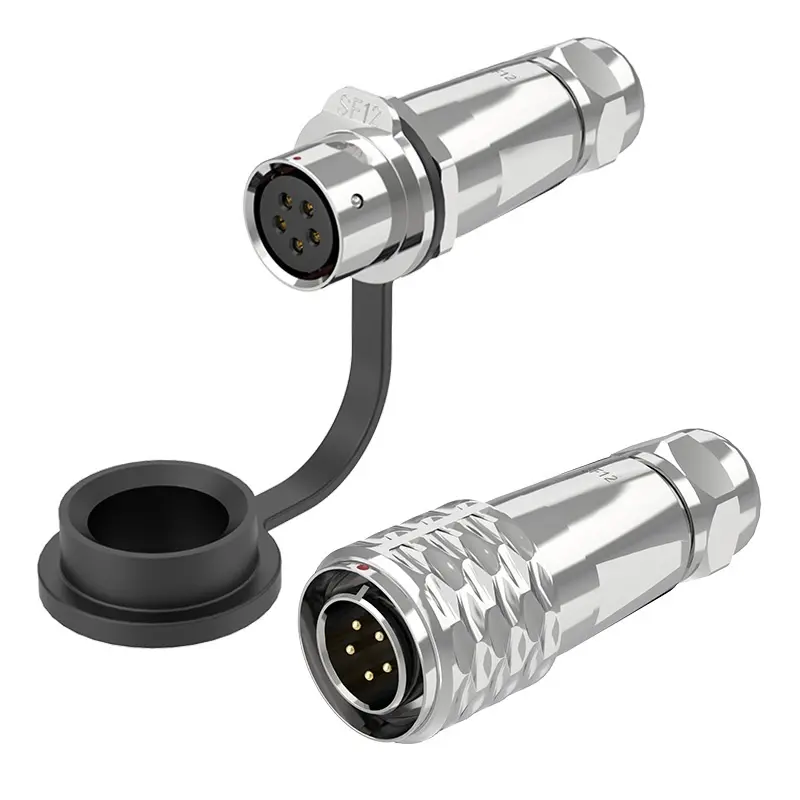 SF12 5 Pin Circular Plug Connector IP67 Push-Pull All Metal