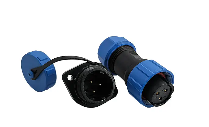 SP17 3 Pin Circular Plastic Wire Connector Flange Outdoor Cable Connector IP68