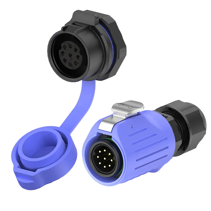 LP16 5A Blue Power Waterproof Connector Panel 9 Pin All Plastic Reverse Mounting Aviation Plug Connector Socket