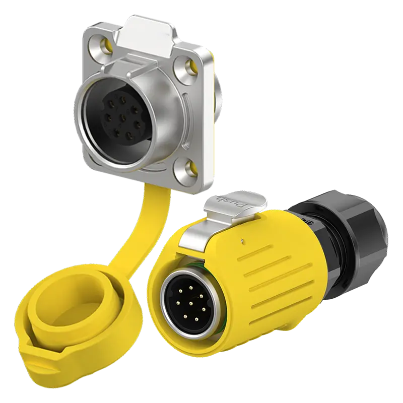 LP16 5A Yellow Outdoor Waterproof Wire Connectors Flange 8 Pin Electrical Waterproof Connectors