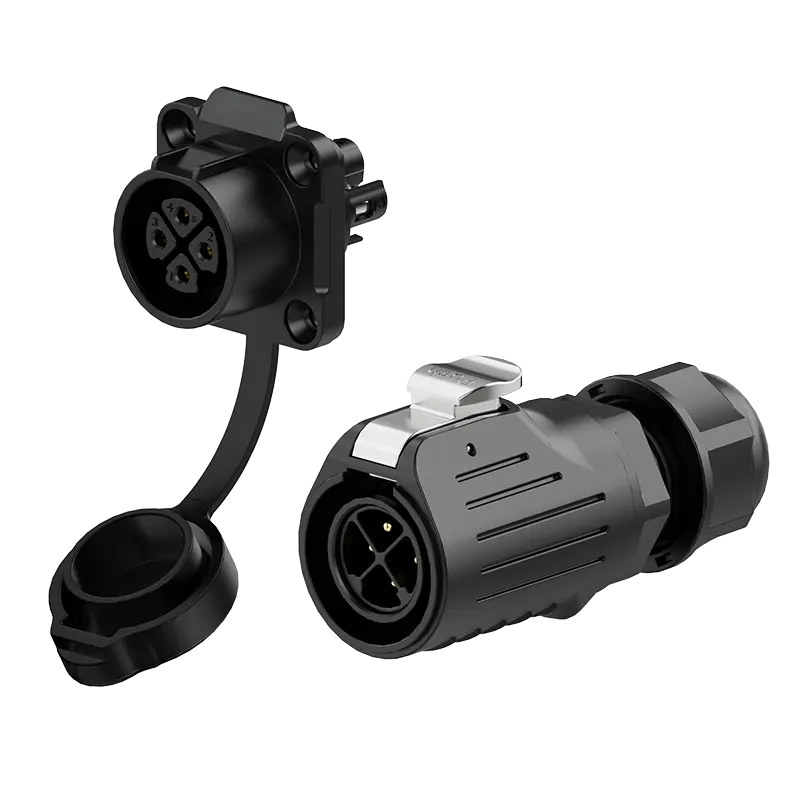 LP20 4Pin Crimping Type Outdoor Waterproof Electrical Wire Connector 15A Power Flange All Plastic