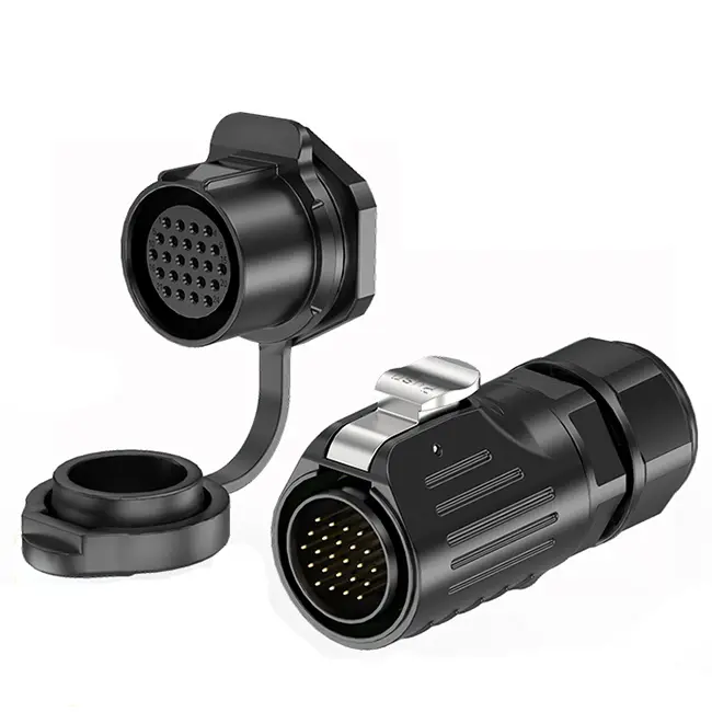 LP24 Panel Industrial Waterproof Connector 24 Pin Waterproof Aviation Connector Cable Plug Solder Type All Plastic