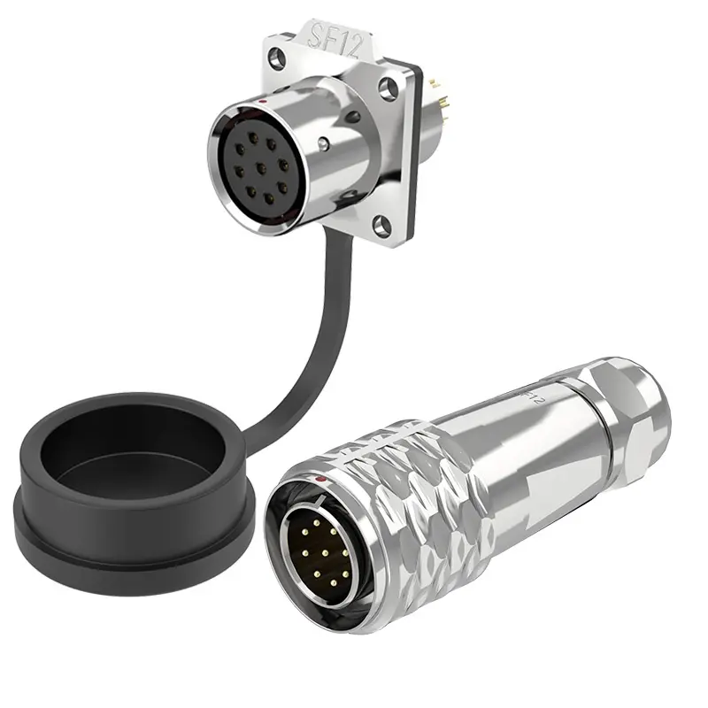 SF12 9 Pin Circular Plug Socket IP67 Push-Pull All Metal