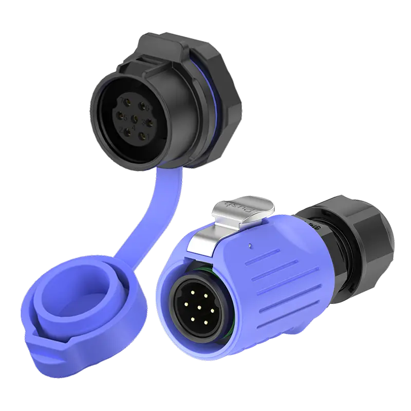 LP16 5A Blue Power Waterproof Connector Panel 7 Pin Electrical Waterproof Connectors All Plastic