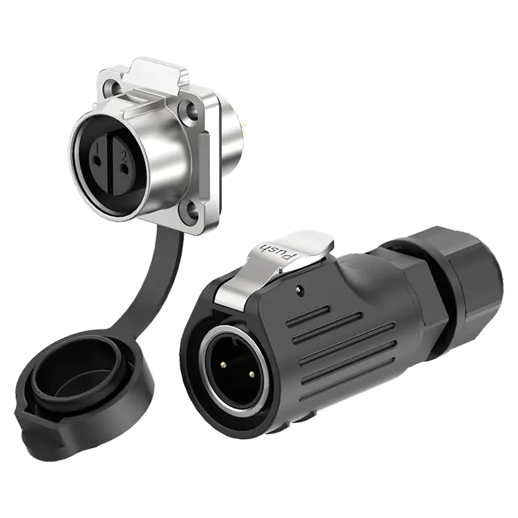 LP12 2 Pin Flange Solder Type Plastic+Metal Waterproof Connector Aviation Plug Socket