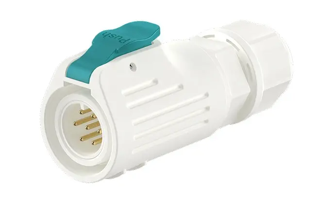 LP12 7Pin White Outdoor Waterproof Electrical Wire Connector Circular Plug Socket