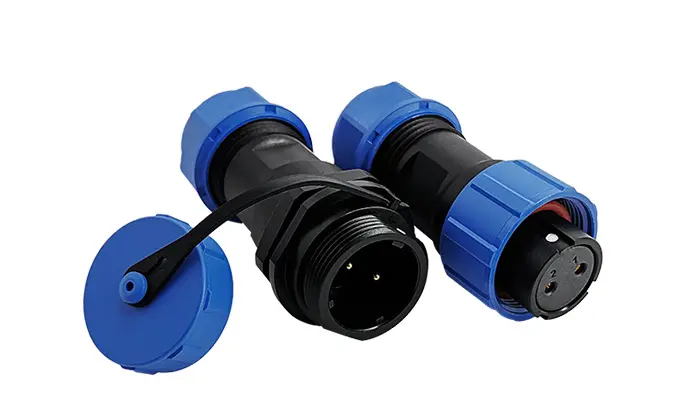 SP17 2 Pin Circular Plug Socket Outdoor Cable Connector IP68 All Plastic