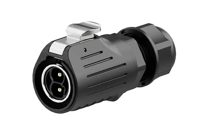 LP20 2Pin Crimping Type Waterproof Plug Connectors 30A Power Flange Metal + Plastic
