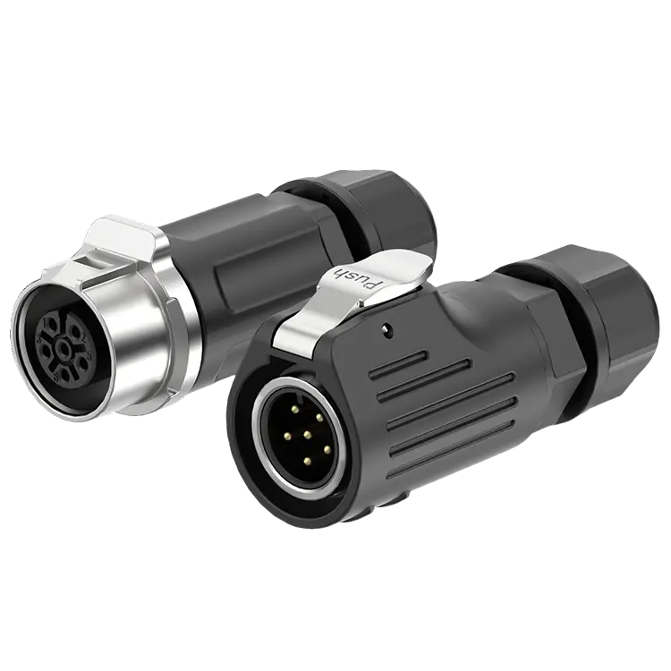 LP12 6 Pin Waterproof Connector Wire to Wire Screw Connection Type Metal + Plastic Aviation Plug Connector Socket