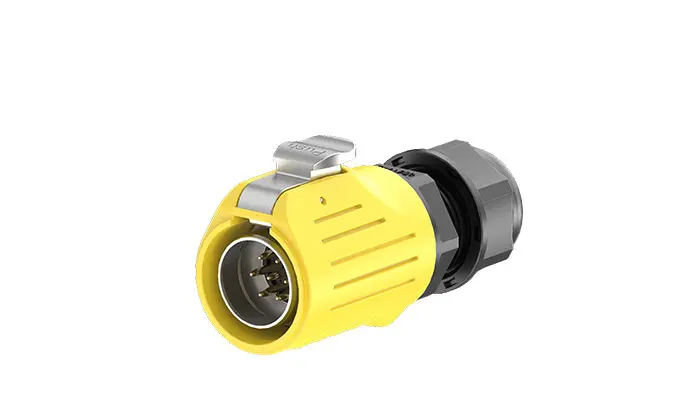 LP20 7 Pin Yellow Outdoor Waterproof Wire Connectors Solder Type 10A Power Panel Metal + Plastic