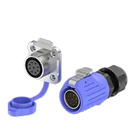 LP20 9Pin Blue Solder Type Industrial Waterproof Connector 5A Power Flange Metal + Plastic