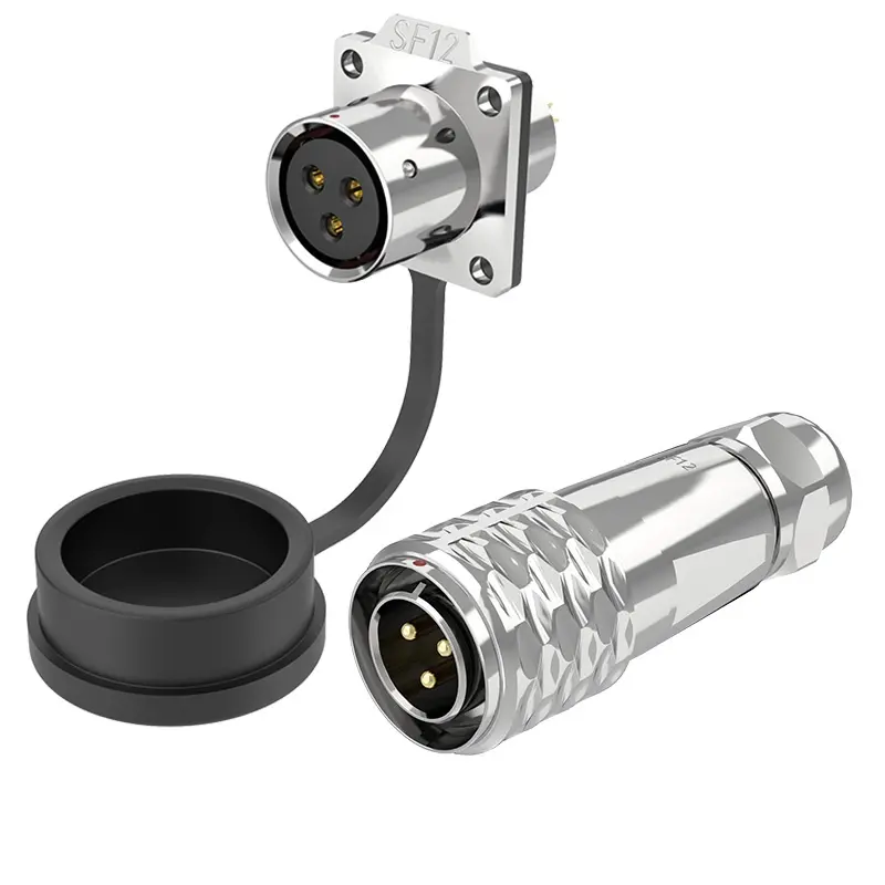 SF12 3 Pin Circular Plug Socket IP67 Push-Pull All Metal