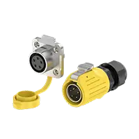 LP20 5 Pin Yellow Waterproof Aviation Connector Cable Plug Flange Metal + Plastic Solder Type 10A Power