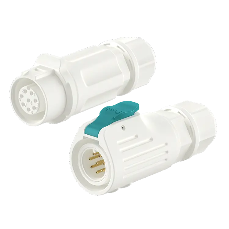 LP12 8Pin White Circular Plastic Wire Connector Waterproof Plug Connectors