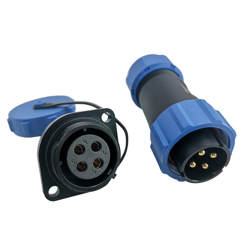 SP21 4 Pin Circular Plastic Wire Connector Flange Outdoor Cable Connector IP68