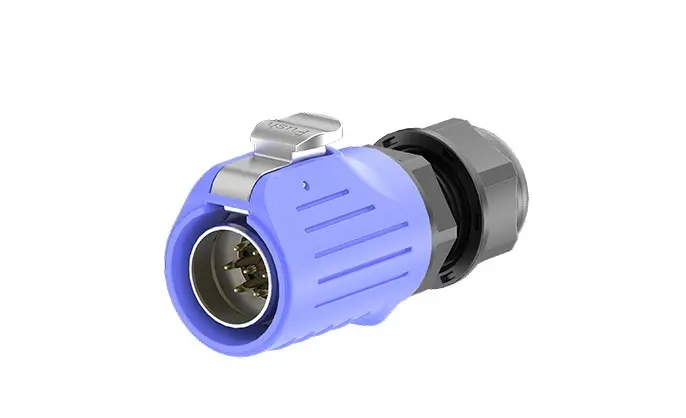 LP20 7 Pin Blue Outdoor Waterproof Electrical Wire Connector Solder Type 10A Power Panel Metal + Plastic