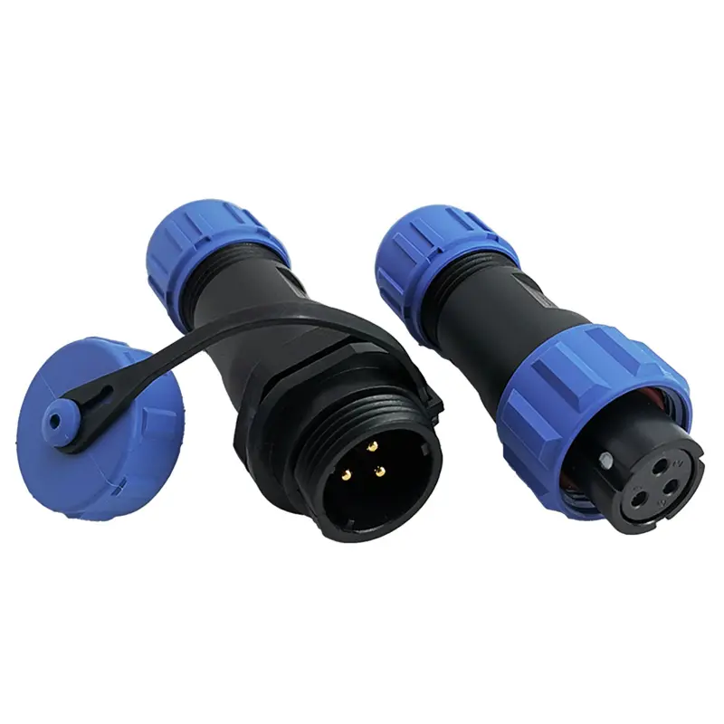 SP13 3 Pin Circular Plug Connector Outdoor Cable Connector IP68 All Plastic