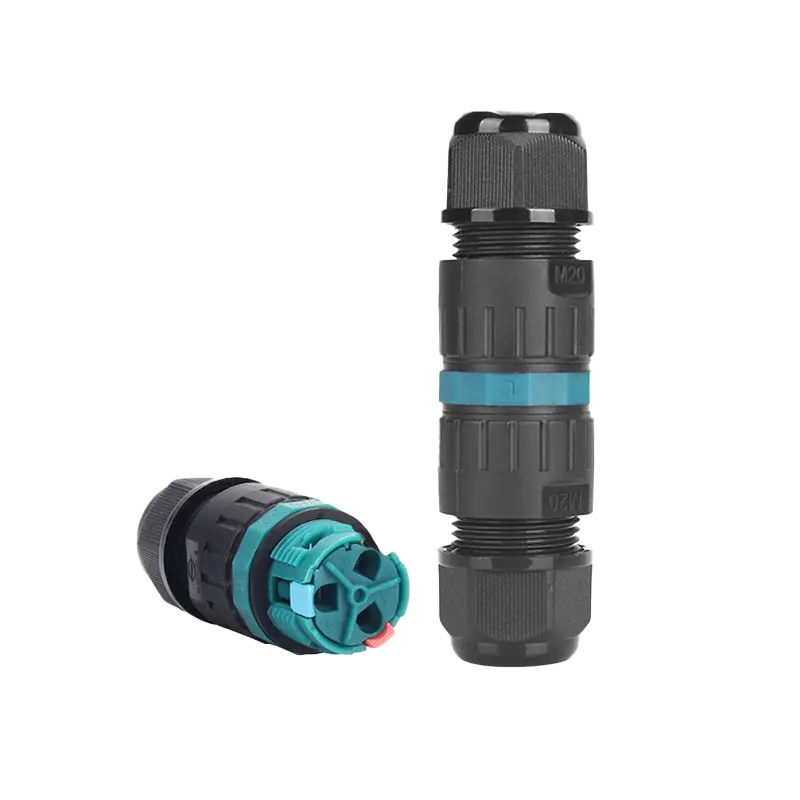 P20 Screwless Waterproof Cable Connector IP68 3 Pin Through Type Quick Connect Connectors