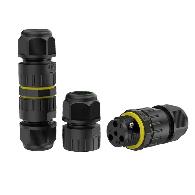 M16 IP68 Waterproof 3 Pin Screw Type Outdoor Electrical Cable Connectors