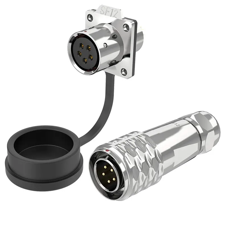 SF12 5 Pin Circular Plug Socket IP67 Push-Pull All Metal