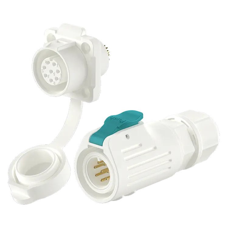 LP12 Flange White 8 Pin Waterproof Plug and Socket Connector Aviation Waterproof Connector