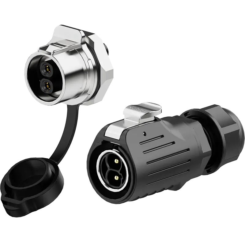 LP20 2Pin Crimping Type Outdoor Waterproof Electrical Wire Connector Panel Metal + Plastic 30A Power