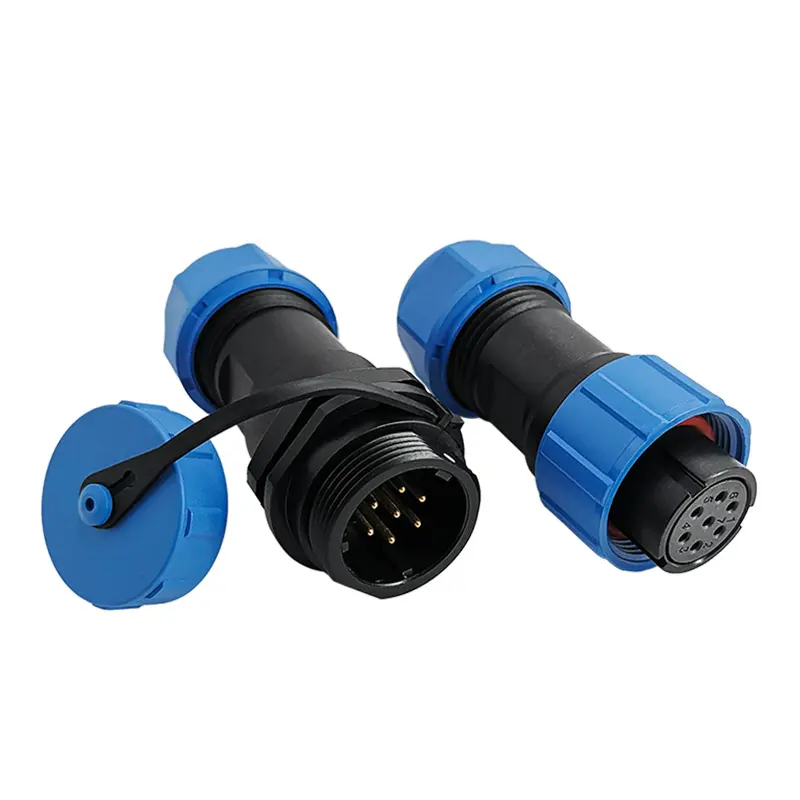 SP17 7 Pin Circular Plug Socket Outdoor Cable Connector IP68 All Plastic