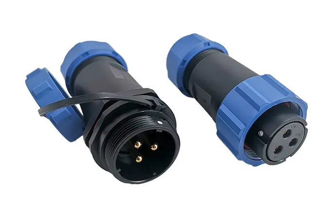 SP21 3 Pin Circular Plug Socket Outdoor Cable Connector IP68 All Plastic