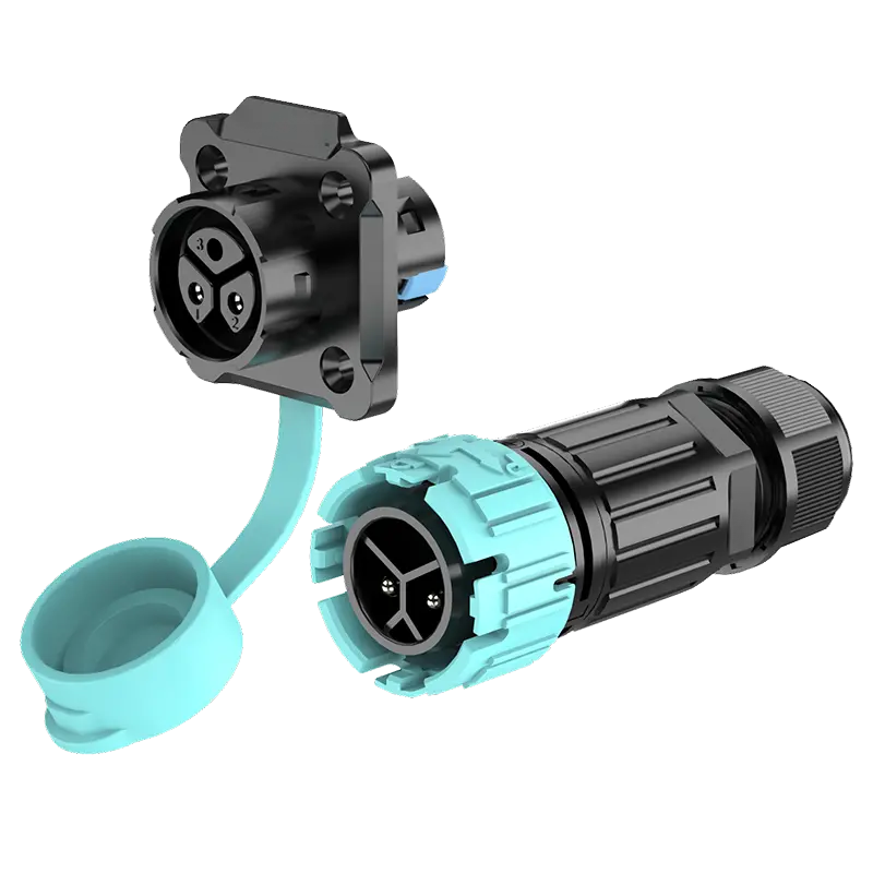 P23 2Pin Flange Outdoor Electrical Cable Connectors IP68 Male Female Quick Connect Connectors