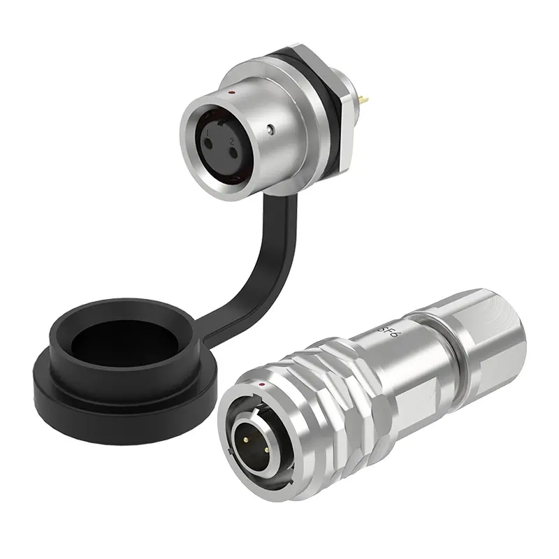 SF6 2 Pin Circular Connector Electrical Panel Mount Connector IP67 Push-Pull All Metal