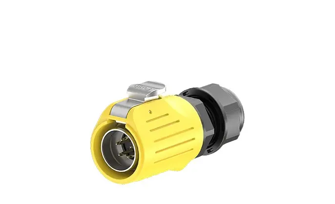 LP20 5 Pin Yellow Waterproof Connector Aviation Plug Solder Type 10A Power Panel Metal + Plastic