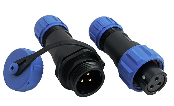 SP13 3 Pin Circular Plug Connector Outdoor Cable Connector IP68 All Plastic