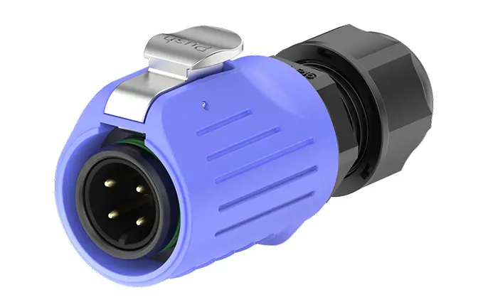 LP16 4 Pin Blue Flange Waterproof Wire Connectors 10A Power Waterproof Aviation Connector Cable Plug All Plastic