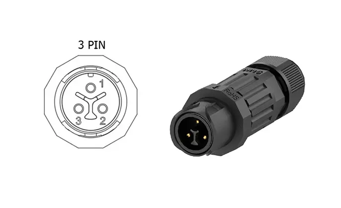 M15MF 3 Pins Screwless Waterproof Cable Connector IP68 Male Female Connector 10A Front Panel Solder Type