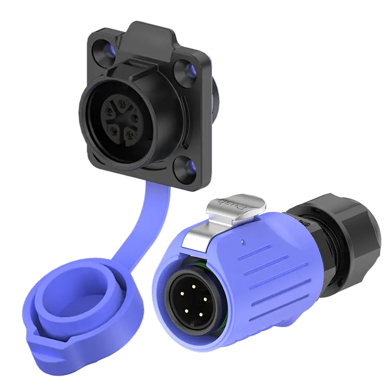 LP16 5A Power Blue Flange All Plastic 5 Pin Electrical Waterproof Connectors Aviation Waterproof Connector