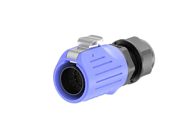 LP20 9Pin Blue Solder Type Electrical Waterproof Connectors 5A Power Panel All Plastic