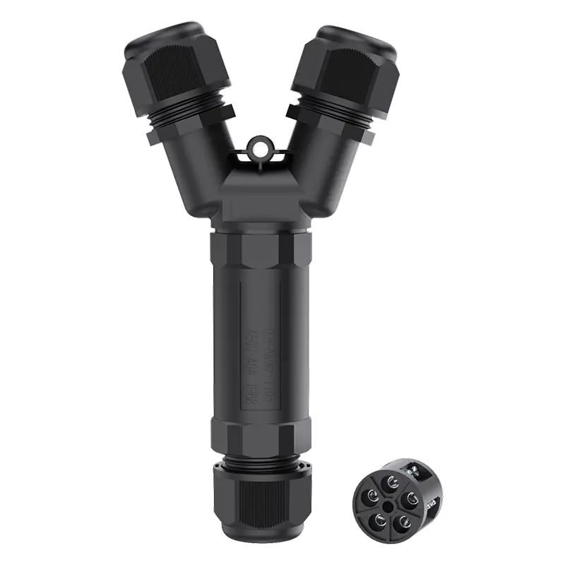 M25Y Waterproof Y Shape IP68 3 Way Cable Connector 5 Pin IP68 Waterproof Cable Connector